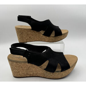 Collection By Clarks Women's Annadel Bari Platform Wedge Sandals Black Size 8.5